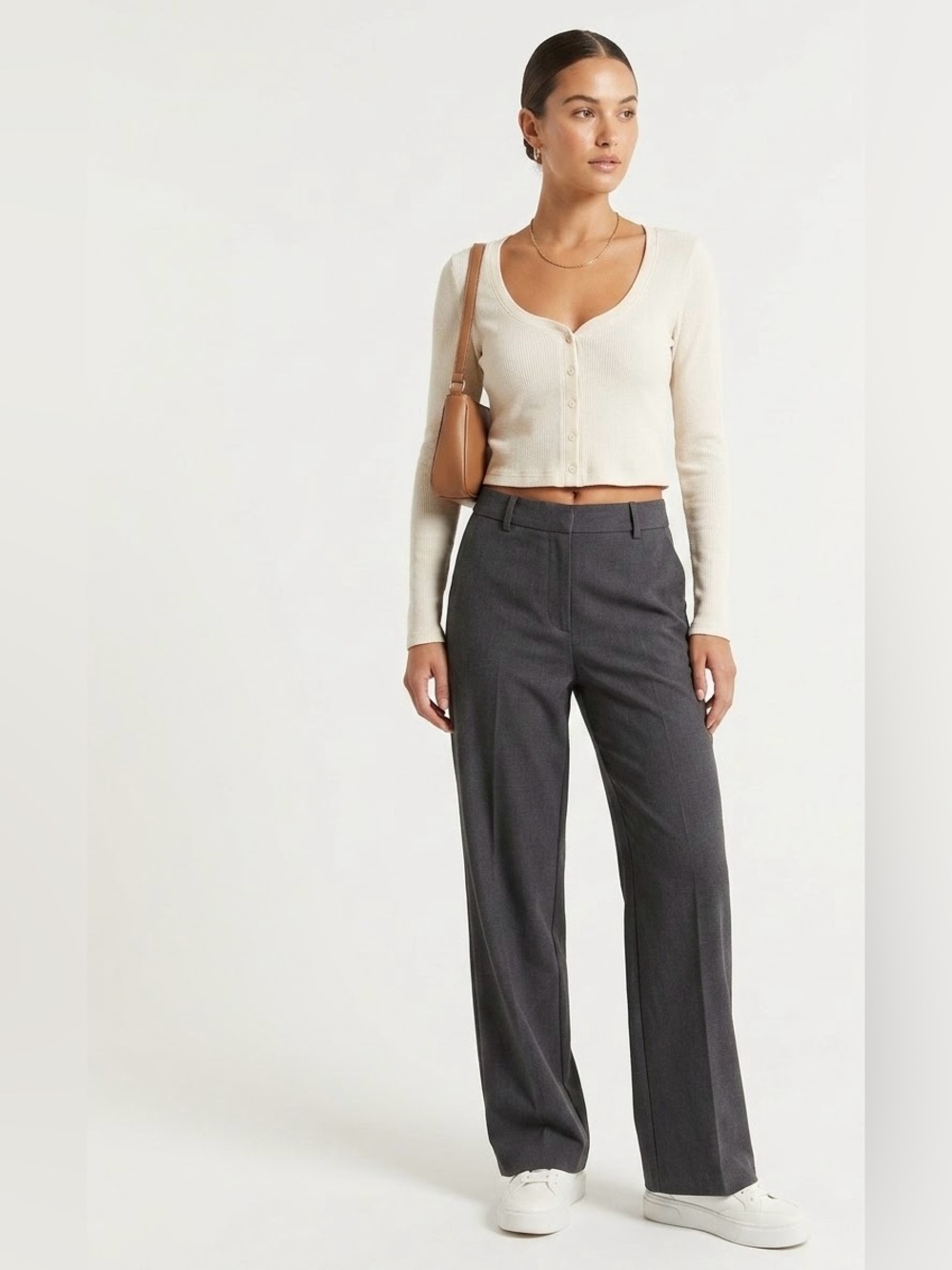 Z SUPPLY $56 NWT P2P 16-18” L 17” Ciana Cropped Waffle Knit Top in Oat Milk XS